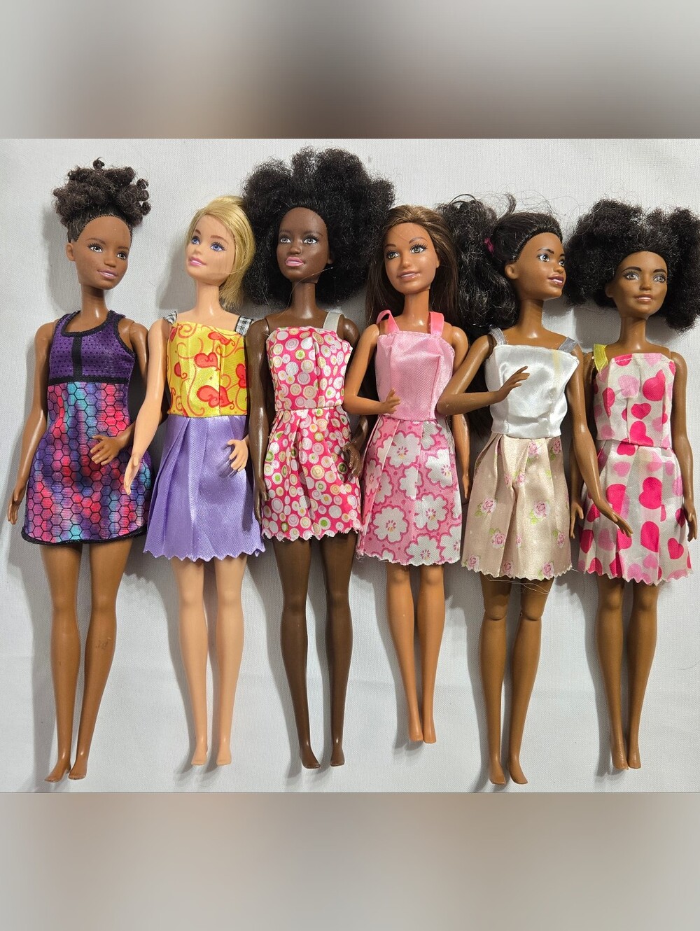 Lot of 6 Mattel Barbie dolls 2015-2020-ish Good Condition as pictured (one has 1